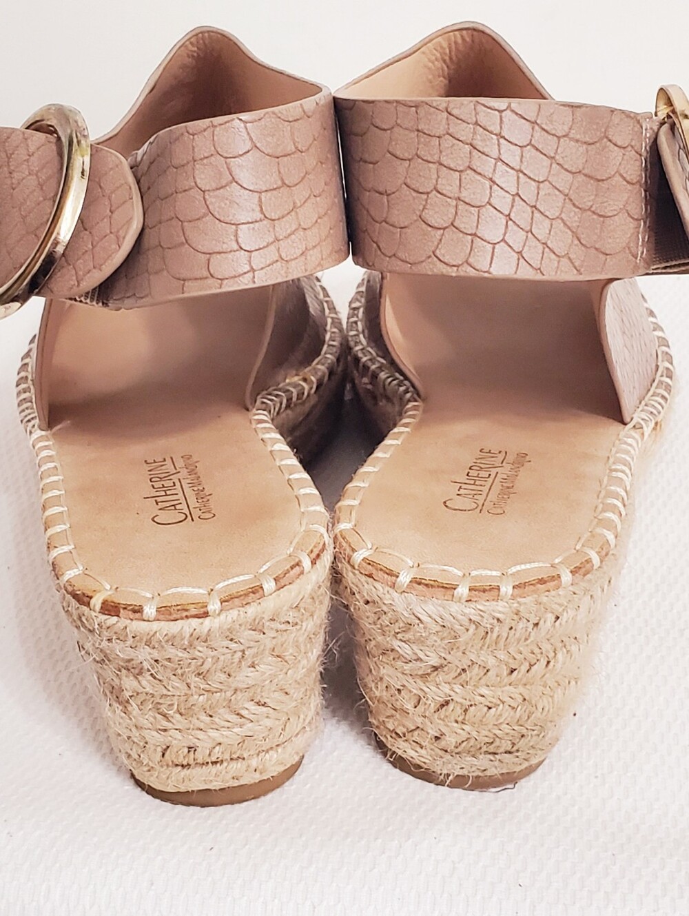 Catherine Malandrino Cirkly Taupe Textured Espadrille Wedge Sandals Suze 10 - Picture 2 of 9